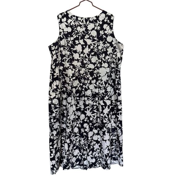 Chadwick’s of Boston 24W Plus Hawaiian Floral Dress Navy White Tourist Vacation - Picture 3 of 8